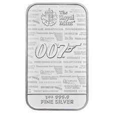 1 oz James Bond 007 Diamonds Are Forever 999 Silver Bar The Royal Mint