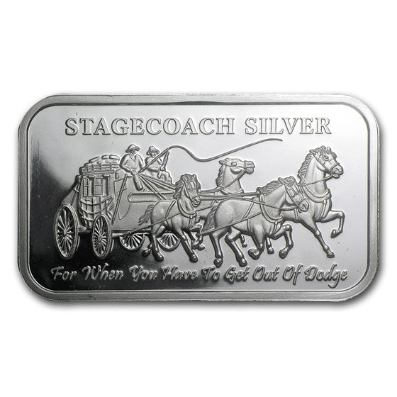 1 oz Fractional 999 Silver Bar - Stagecoach