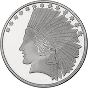 1 OZ SILVER ROUND $10 INDIAN SILVERTOWNE