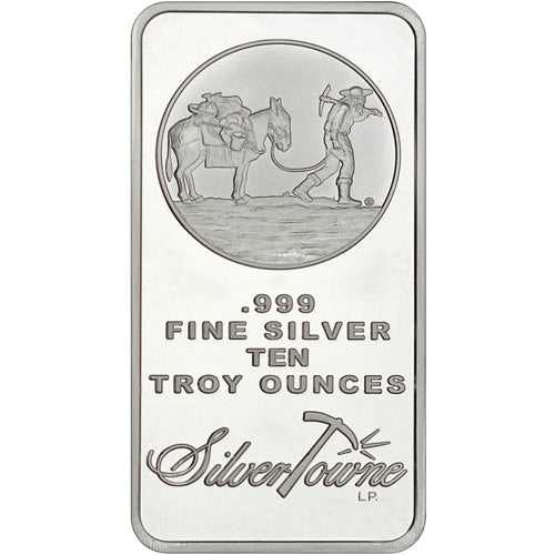 10oz SilverTowne Prospector Silver Bar Front