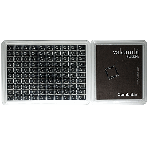 100 GRAM 999 SILVER COMBI BAR VALCAMBI  100 x 1 Gram Breakaway