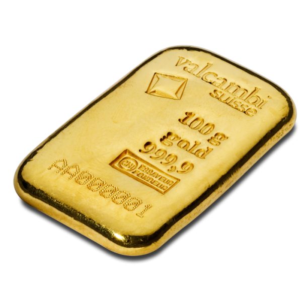 100 GRAM GOLD BAR VALCAMBI CAST
