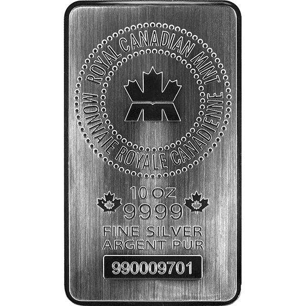 10 OZ SILVER BAR ROYAL CANADIAN MINT