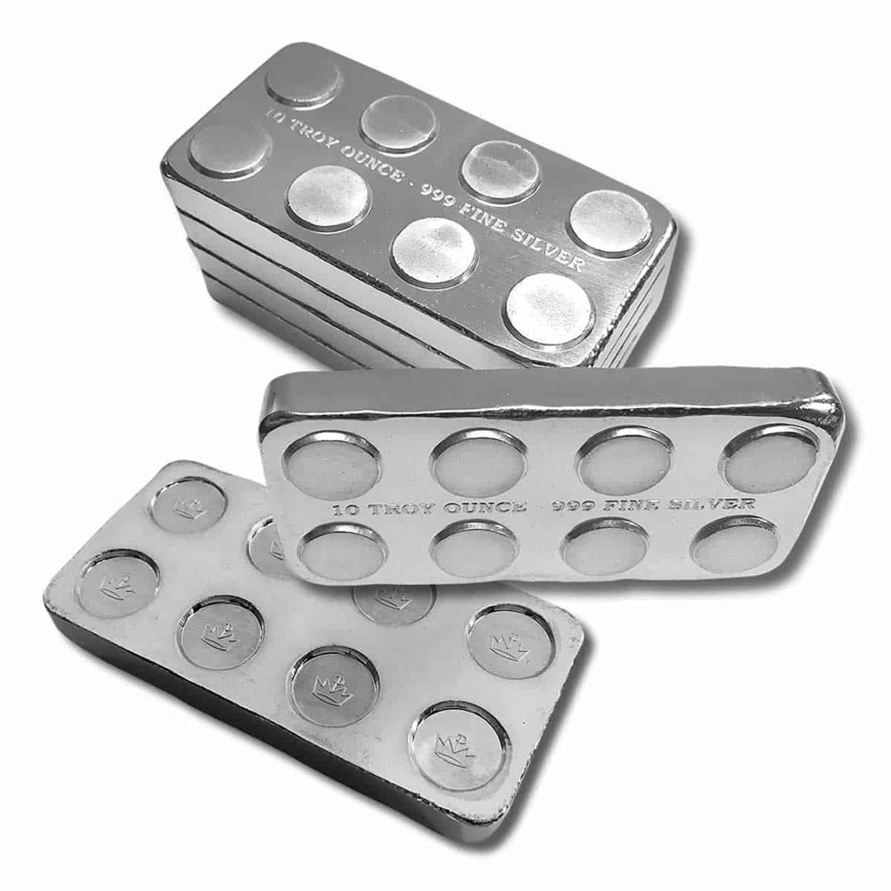 10 oz 999 Silver Building Block Monarch Precious Metals Bar