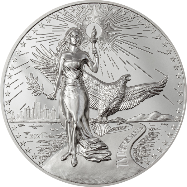2021 10 OZ 999 SILVER AMERICAN VIRTUES INDEPENDENCE PROOF