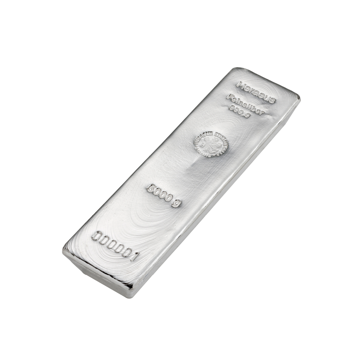 Heraeus 5 KG 999 Silver Cast Bar 160.75 Troy Ounces