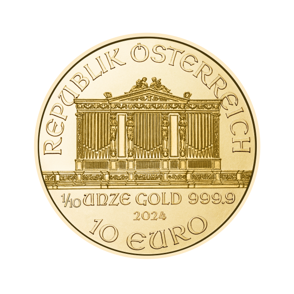 2024 1/10 OZ AUSTRIAN 9999 GOLD PHILHARMONIC COIN