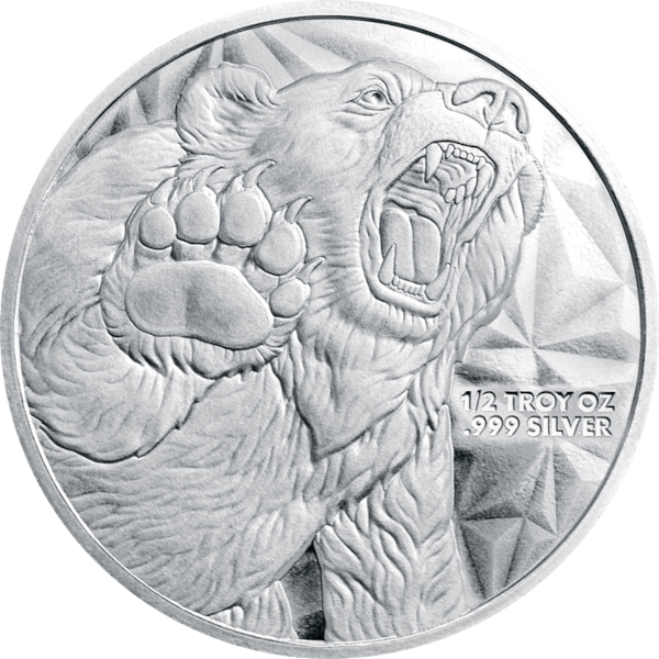 1/2 OZ SILVER ROUND BULL AND BEAR GOLDEN STATE MINT