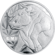 1/4 OZ SILVER ROUND BULL AND BEAR GOLDEN STATE MINT