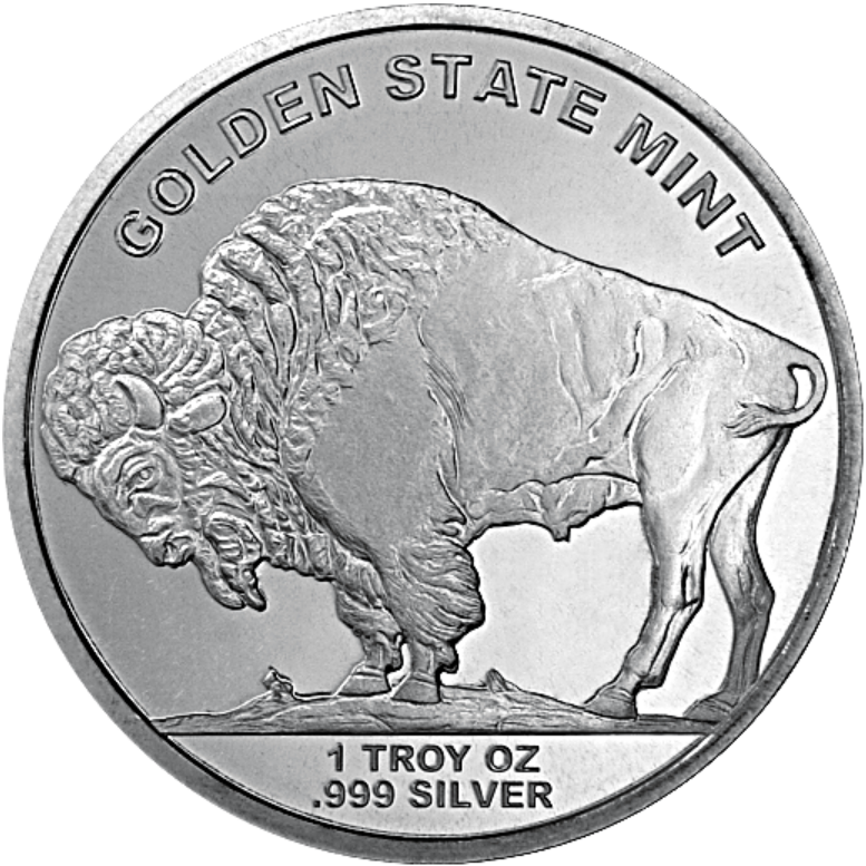 1 OZ SILVER ROUND BUFFALO GOLDEN STATE MINT