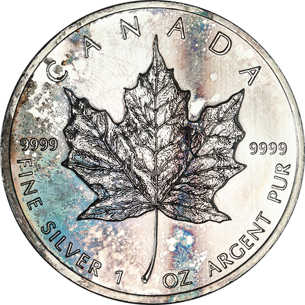 1 OZ CANADIAN SILVER MAPLE LEAF COIN/SECONDARY CONDITION