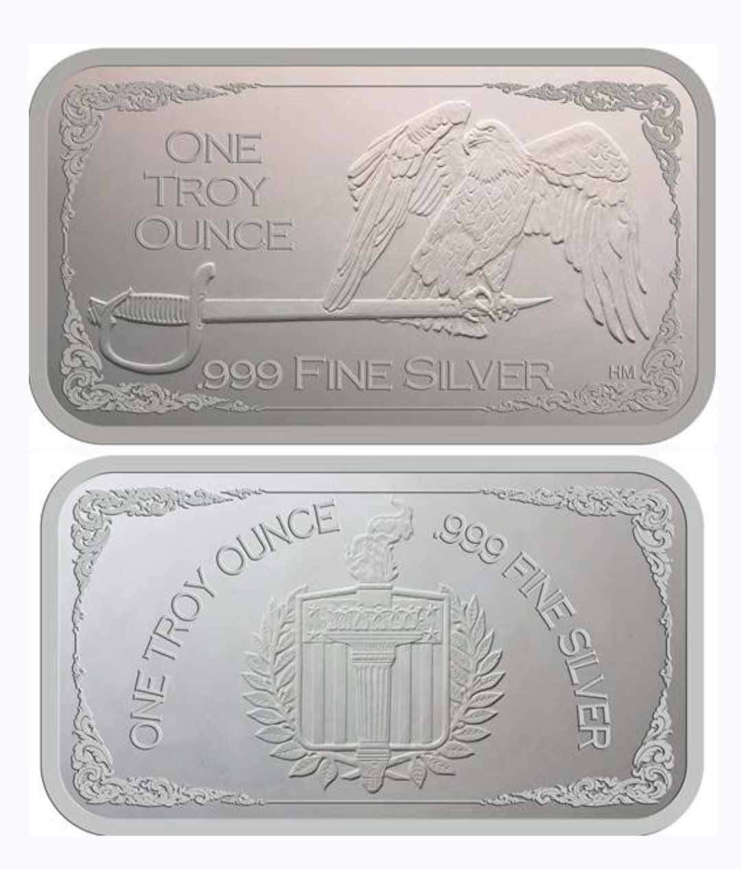 1 oz Eagle & Sword 999+ Silver Bar