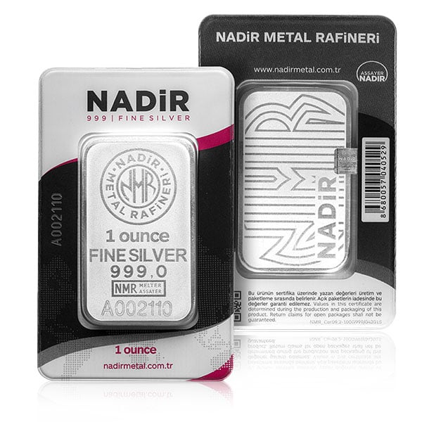 1 Ounce Nadir Silver 999 Bar in Assay