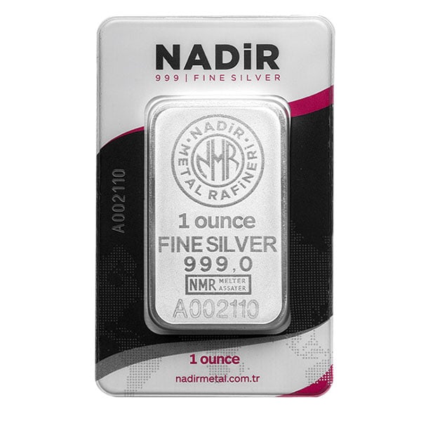 1 Ounce Nadir Silver 999 Bar in Assay