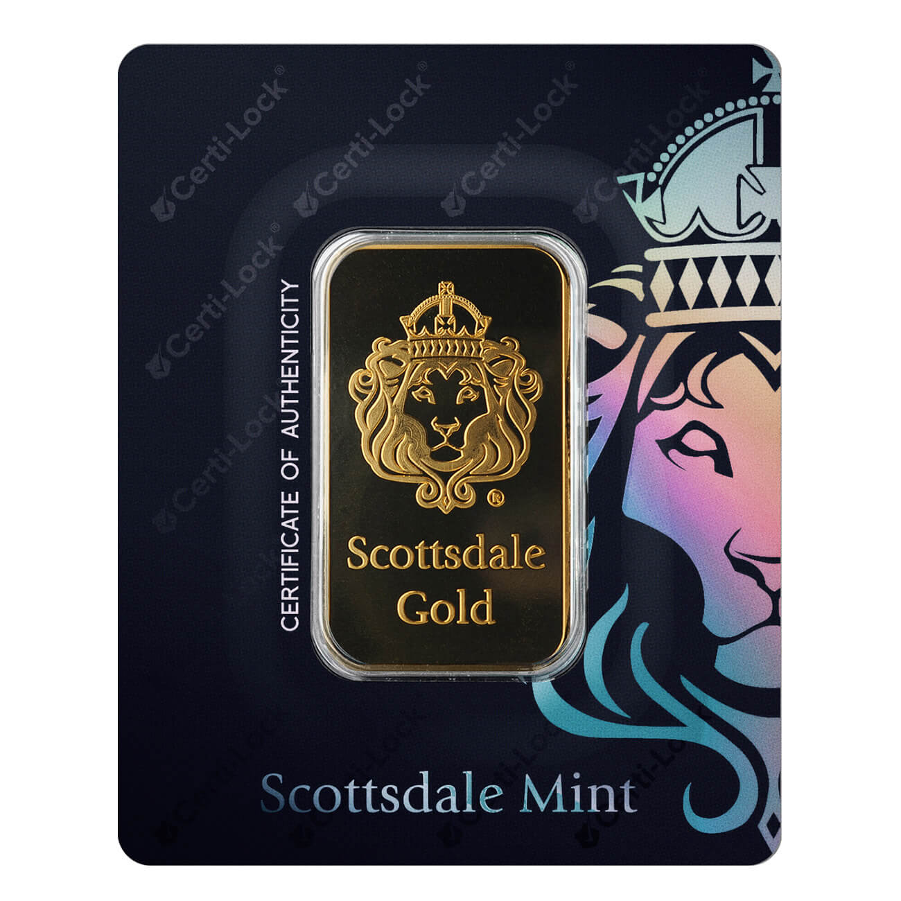 Scottsdale Mint Lion 1 Troy Ounce Gold Bar