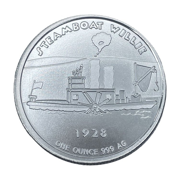 1 oz Steamboat Willie Captain 999+ Pure Silver Round
