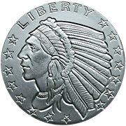 1 OZ SILVER ROUND INCUSE INDIAN DESIGN GOLDEN STATE MINT