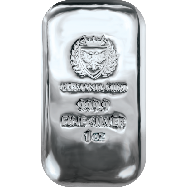 1 OZ 999 SILVER CAST BAR GERMANIA MINT