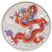 2024 1 OZ PERTH MINT SILVER LUNAR DRAGON COLORED RED
