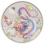 2024 1 OZ PERTH MINT SILVER LUNAR DRAGON COLORED WHITE