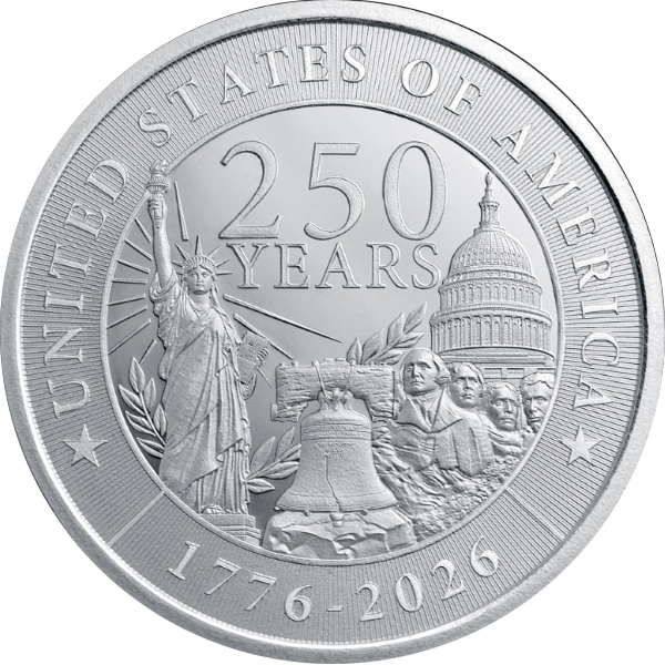 1 OZ SILVER ROUND 250TH ANNIVERSARY GOLDEN STATE MINT