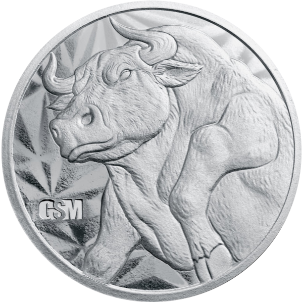 1 OZ SILVER ROUND BULL AND BEAR GOLDEN STATE MINT
