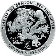 1 OZ SILVER ROUND YEAR OF THE DRAGON GOLDEN STATE MINT