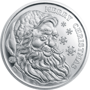 1 OZ SILVER ROUND CHRISTMAS SANTA GOLDEN STATE MINT