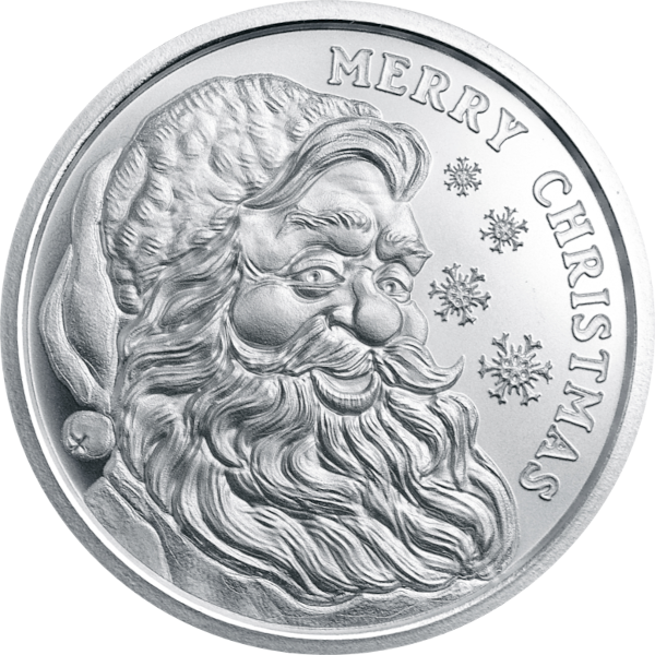 1 OZ SILVER ROUND CHRISTMAS SANTA GOLDEN STATE MINT