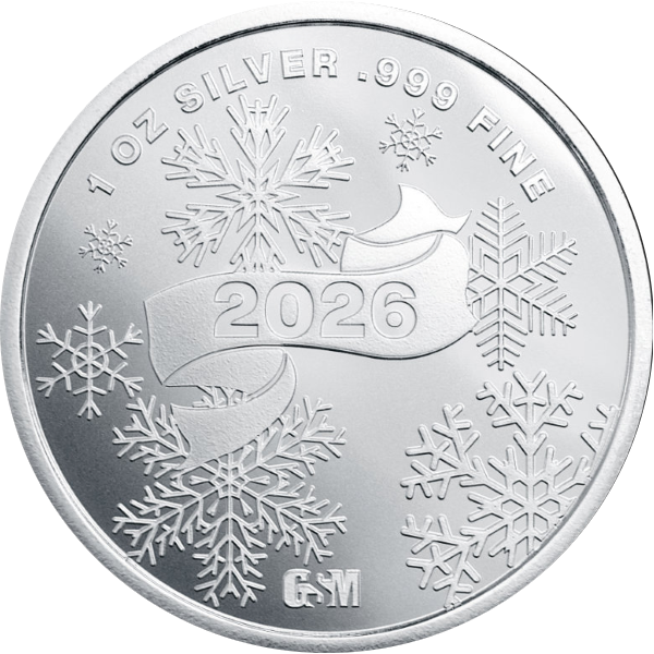 1 OZ SILVER ROUND CHRISTMAS SANTA GOLDEN STATE MINT