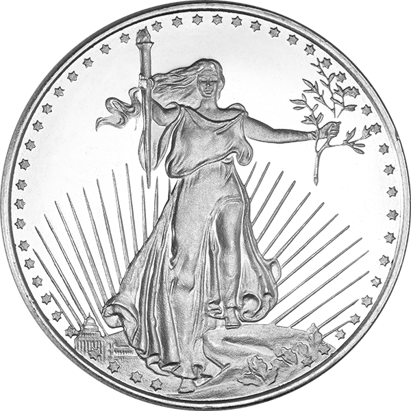 1 OZ 999 SILVER ROUND SAINT GAUDEN DESIGN