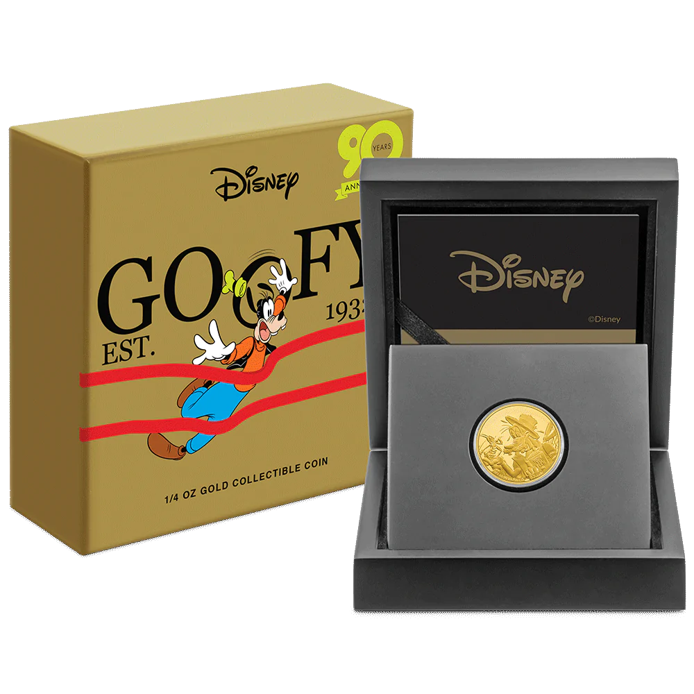 2022 1/4 oz 9999 Gold Disney's Goofy 90th Anniversary Coin Graded PF70 NGC New Zealand Mint