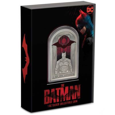 2022 The Batman 1 oz Silver Coin from New Zealand Mint with Logo Cutout