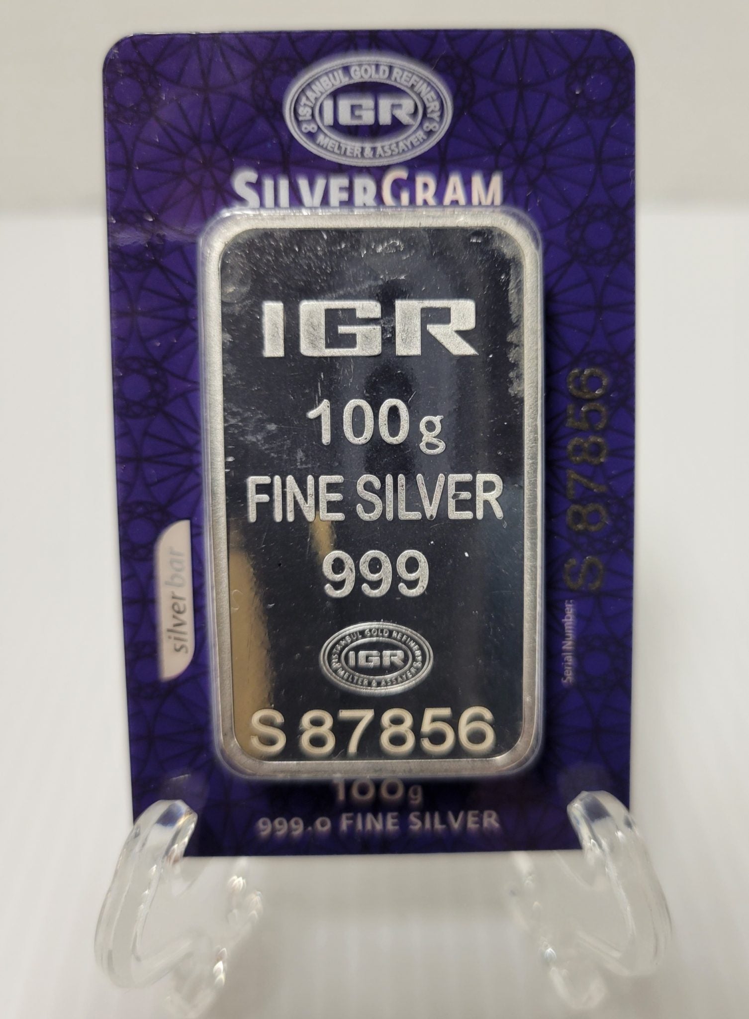 igr istanbul gold refinery 100 g 999 pure silver bar in assay card