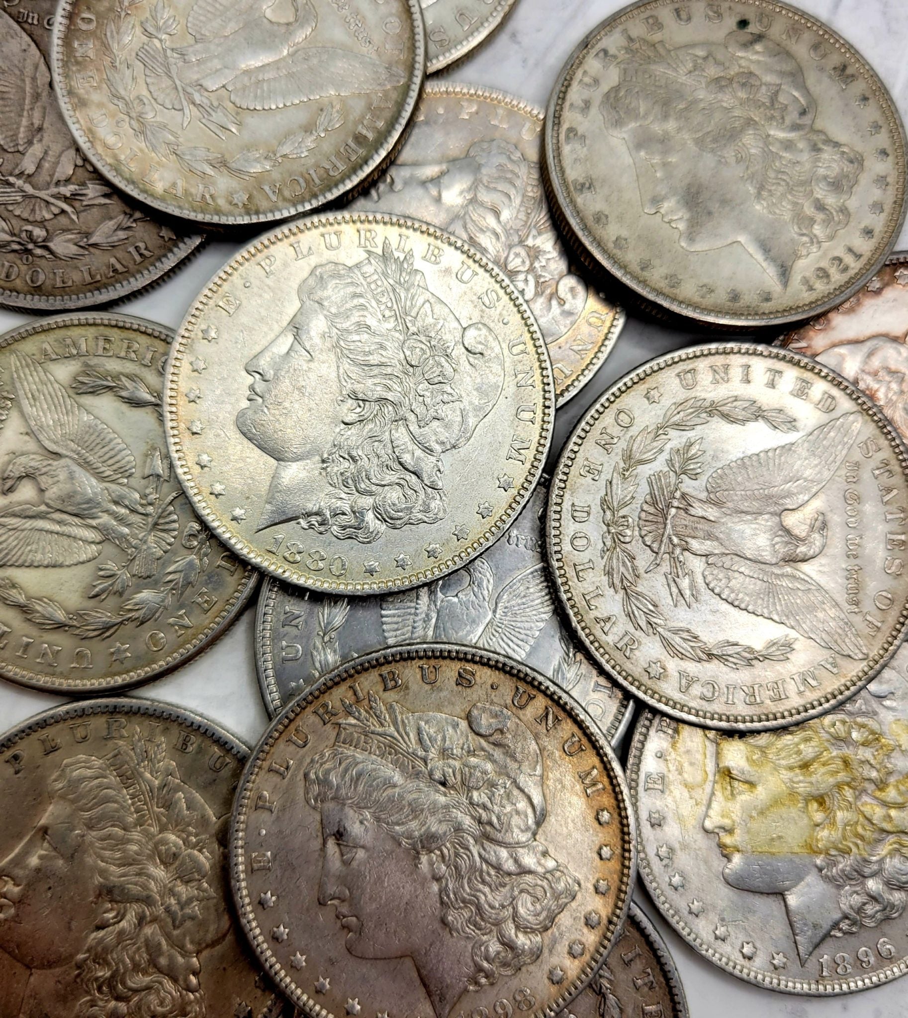 Mixed Date 1878 - 1904 and 1921 Circulated Silver Morgan Dollar Coin