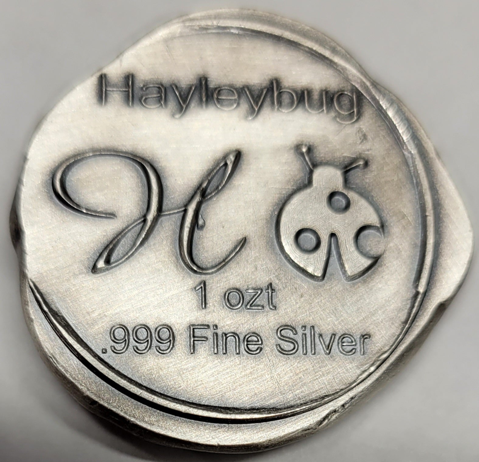 1 oz 999 Pure Silver Viking Antiqued Cast Round Hayleybug Mint