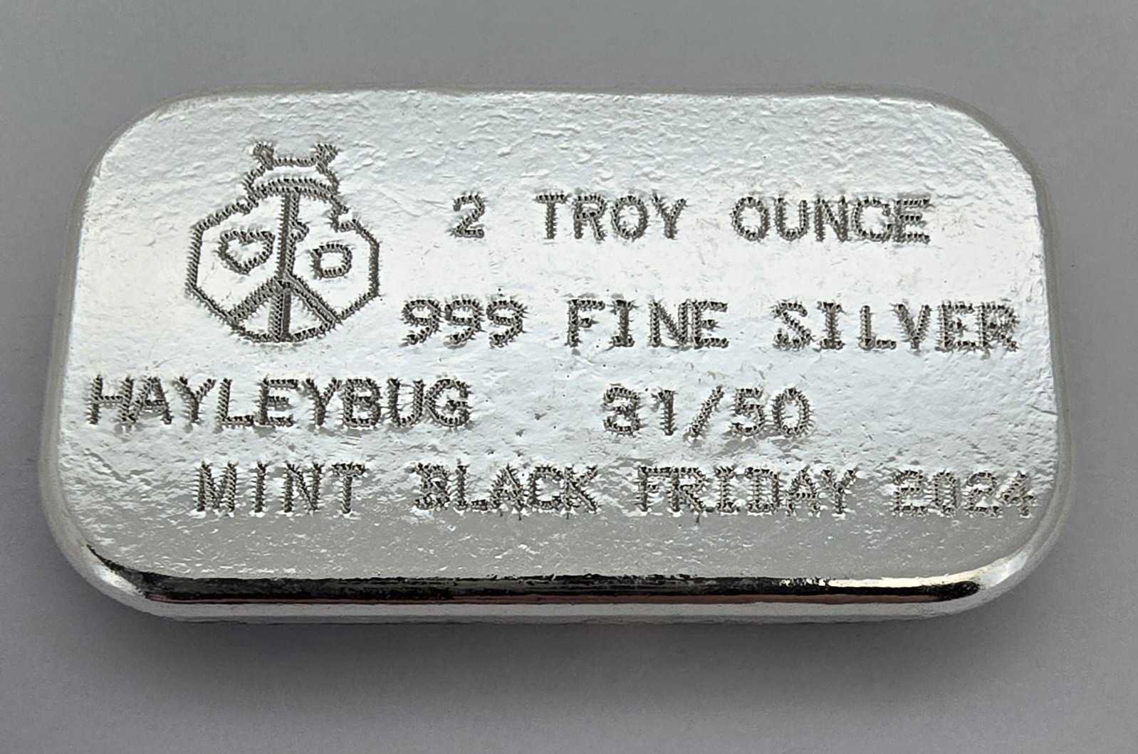 2 oz 999 Pure Silver "Black Friday Rush" Bar By HayleyBug Mint Limited Edition