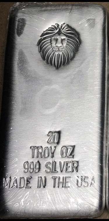 20 oz Kzoo Bullion 999 Silver Bullion Lion Cast Bar