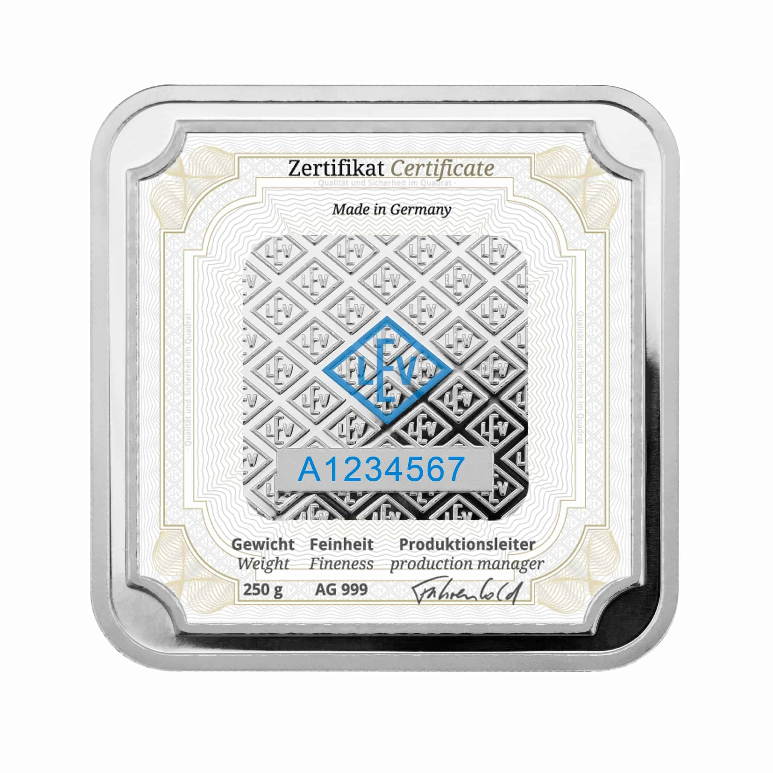 Geiger Edelmetalle AG 250 g Silver Bar