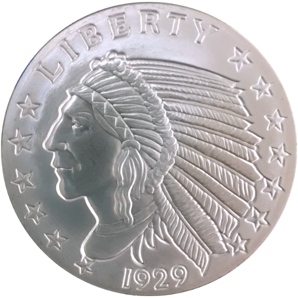 2 OZ 999 SILVER ROUND INCUSE INDIAN DESIGN GOLDEN STATE MINT