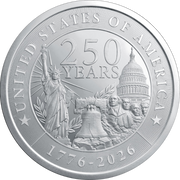 2 OZ SILVER ROUND 250TH ANNIVERSARY GOLDEN STATE MINT