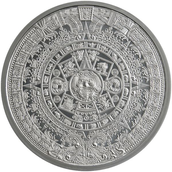 2 OZ SILVER ROUND AZTEC CALENDAR