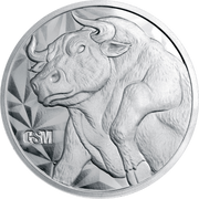 2 OZ SILVER ROUND BULL AND BEAR GOLDEN STATE MINT