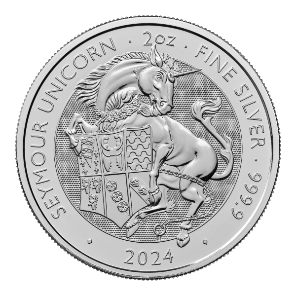 2024 2 OZ 999 SILVER TUDOR BEASTS SEYMOUR UNICORN COIN