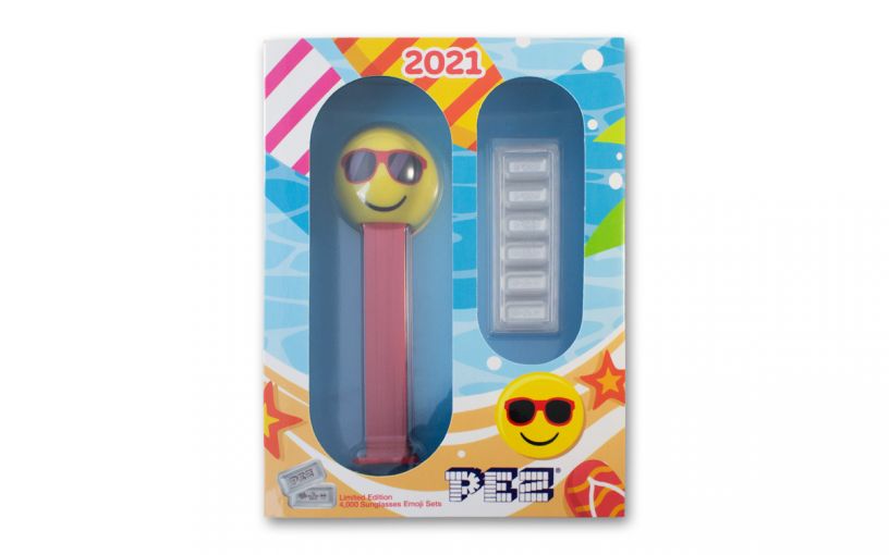 ***CLEARANCED*** 2021 Pamp PEZ Summer Silver Dispenser with 6x5 g Silver PEZ Bars