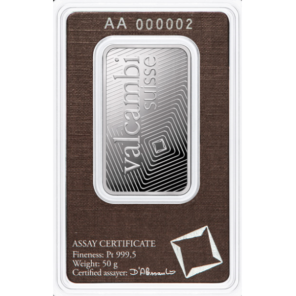 50 GRAM PLATINUM BAR VALCAMBI
