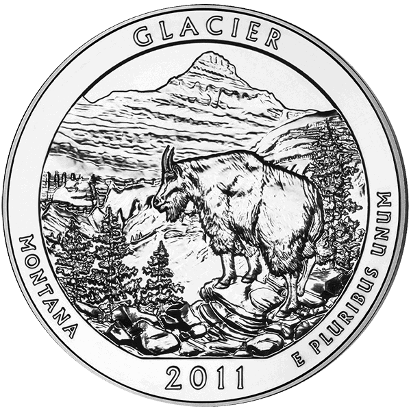 2011 5 OZ SILVER AMERICA THE BEAUTIFUL GLACIER COIN