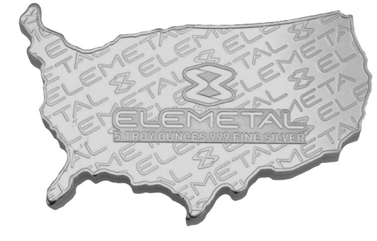 5 oz Elemetal Wavy American Flag 999 Silver Bar