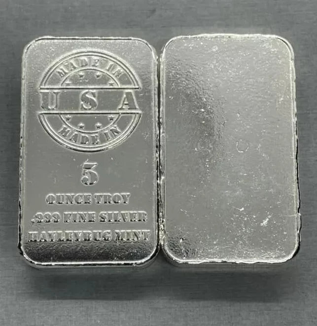 5 oz 999 Pure Silver Made in USA Bar By HayleyBug Mint