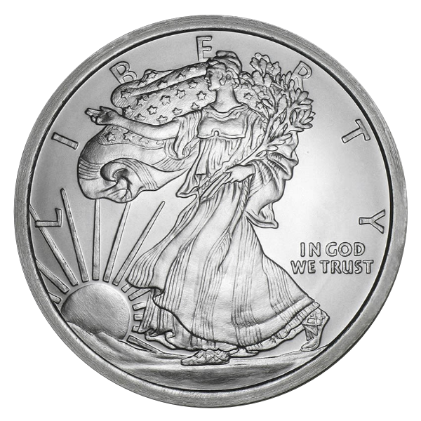 5 OZ SILVER ROUND WALKING LIBERTY DESIGN GOLDEN STATE MINT